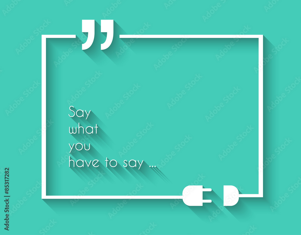 Poster quotation mark frame with flat style and space for text.