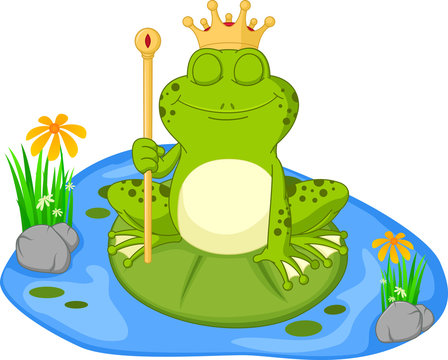 Prince frog cartoon sitting on a leaf