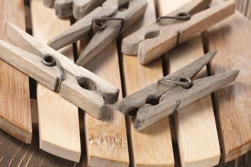 Old wooden clothes pins