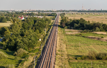 Fototapeta na wymiar aerial view of the railway