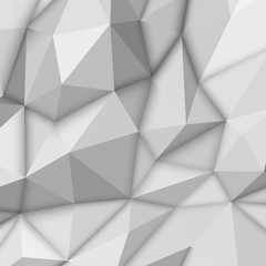Obraz premium White abstract low-poly, polygonal triangular mosaic background for design concepts, posters, banners, web, presentations and prints. Vector illustration. Realistic 3D render design template