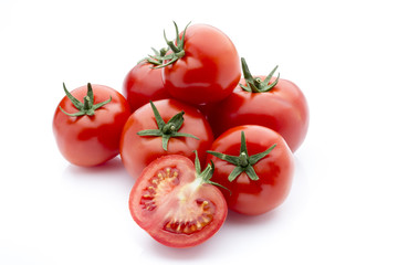 Tomato on the white isolatd background.