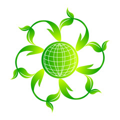 Creative green world design isolated on white background.
