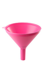 Pink plastic funnel