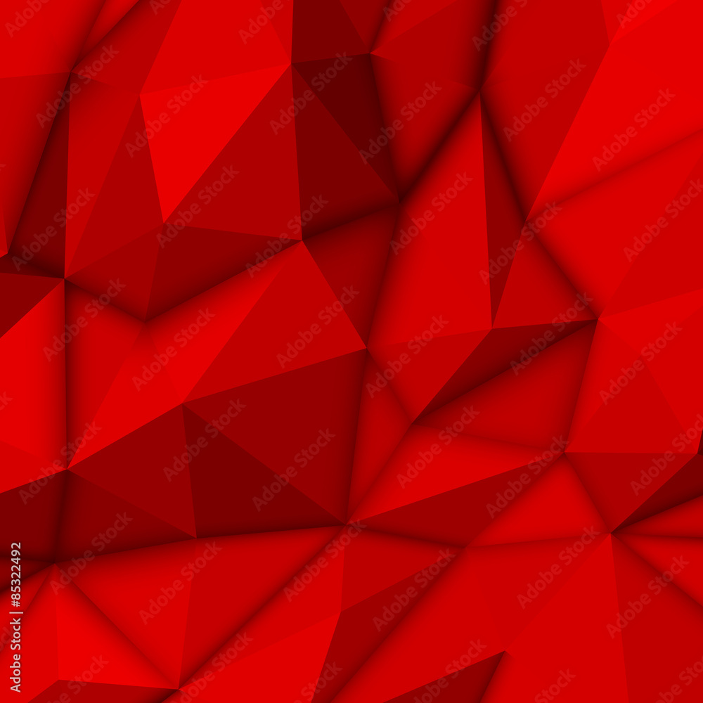 Poster red abstract low-poly, polygonal triangular mosaic background for design concepts, posters, banners,
