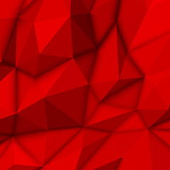 Obraz premium Red abstract low-poly, polygonal triangular mosaic background for design concepts, posters, banners, web, presentations and prints. Vector illustration. Realistic 3D render design template.
