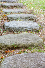 Zen stone path in a Japanese Garden..
