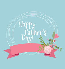 Happy Father's Day with Floral bouquets background, vector illus