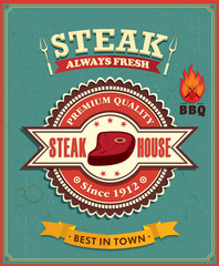 Fototapety  Projekt plakatu w stylu vintage steak house