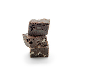Three brownies isolated on white
