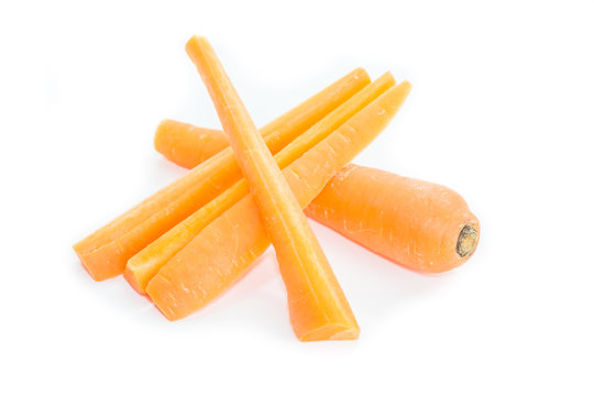 Fresh carrot slice on a white background..