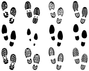 Various black prints of shoes, vector