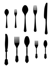 Black silhouettes of cutlery, vector