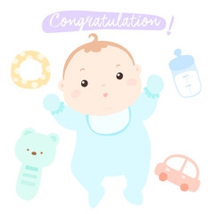 congratulation new adorable baby boy vector