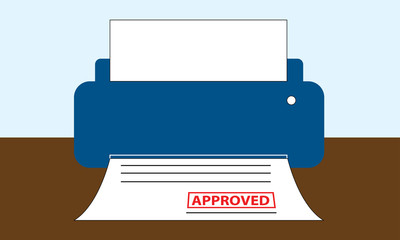 vector of printer with the approved document