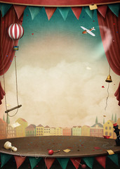 Bright background with various circus objects for illustrations and posters