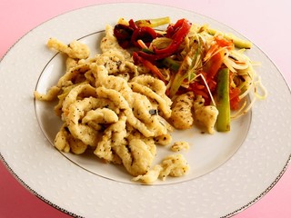 boiled paste with vegetables as vegetarian lunch meal
