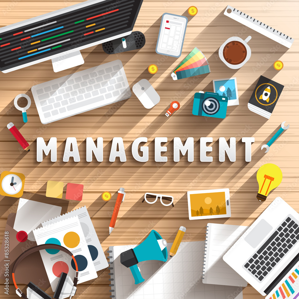 Poster text on desktop for business issue