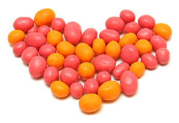 Heart of sweet candy jelly beans