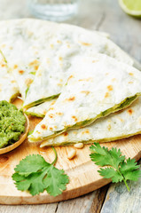 Cilantro pesto quesadilla