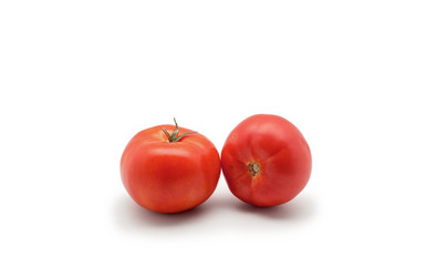 One fresh red tomato isolated on white background