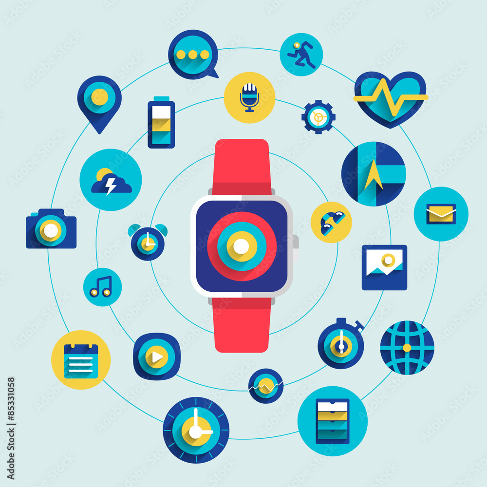Aufkleber smart watch and icon for use in application
