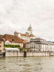 Solothurn, Altstadt, historische Kathedrale, St. Ursen, St. Ursen-Kathedrale, Aare, Ufer, Schweiz