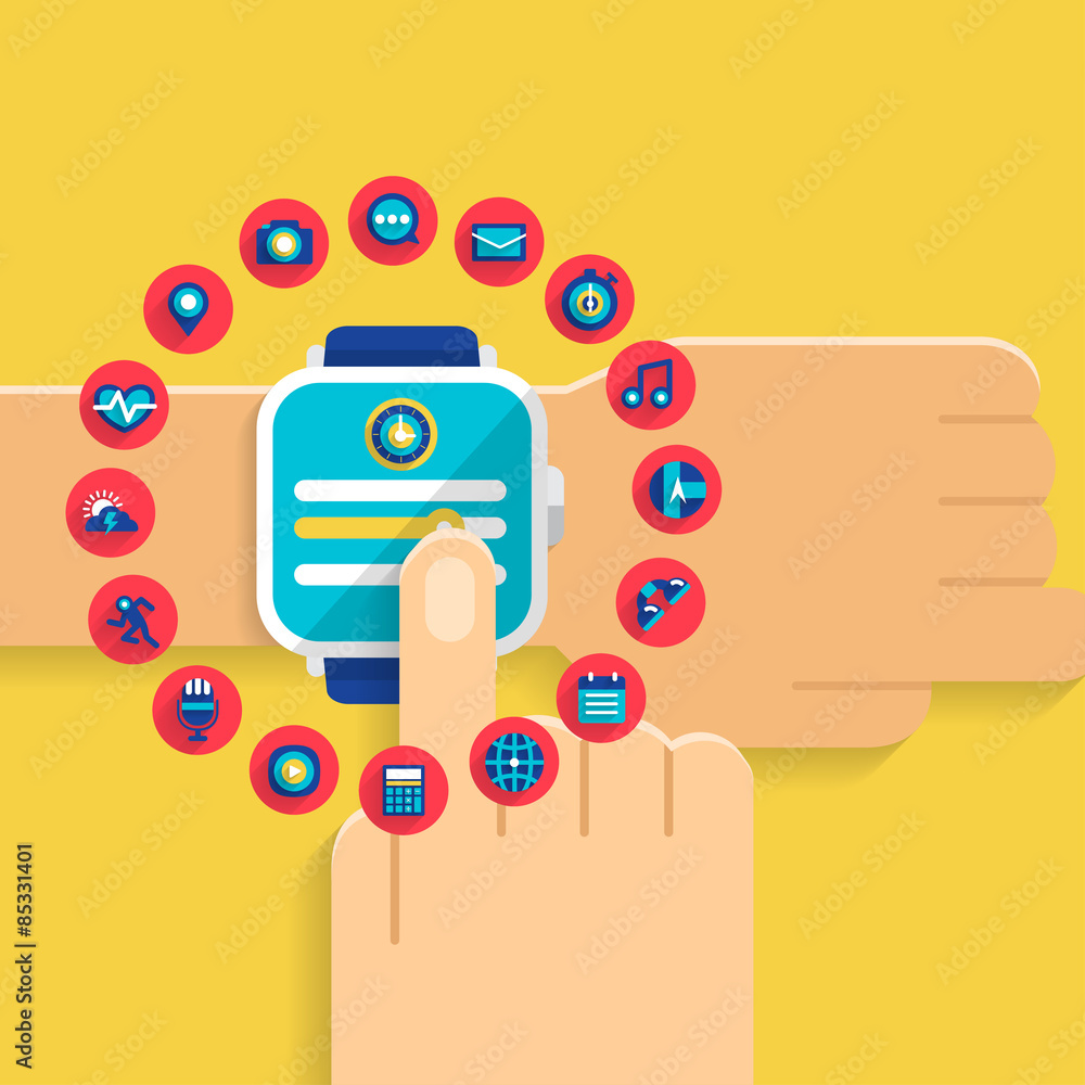 Poster smart watch and icon for use in application