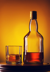 Whiskey Bottle and Glass
