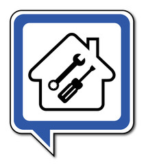 Logo maison et outils.