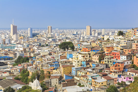 South America, Ecuador, Guayas Province, Guayaquil, Las Penas, Cerro Santa Ana, City view