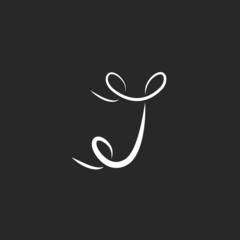 letter J logo with curls, tattoo monogram design lettering
