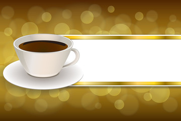 Abstract background coffee cup brown gold ribbon frame 