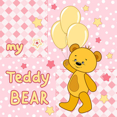 Teddy bear on the colorfull background.