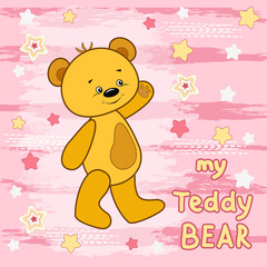 Teddy bear on the colorfull background.