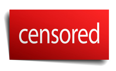 censored red paper sign isolated on white