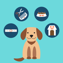 Vector set of infographics design elements - Dog with different elements.