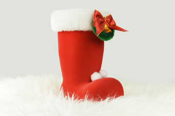 Christmas shoes on a fur background