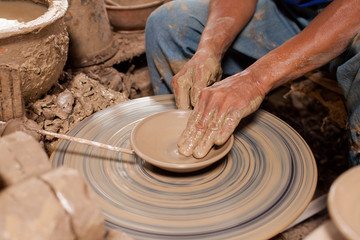 Hands of potter, was produced on range of pot.