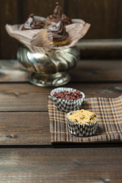 Mini muffin and muffin paper cup of barberries