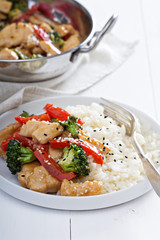 Chicken and vegetables stir fry