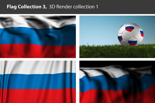 Russia 3D Rendered Flag, Russian Federation National Flag (3D Render Flag, Raster Art)