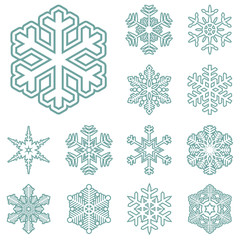 collection of different blue snowflakes