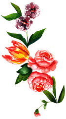A vintage style watercolour flower vignette