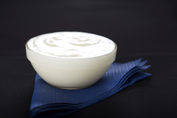 Bowl of fresh garlic dip sauce