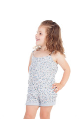 Cute little girl with three year old looking at side