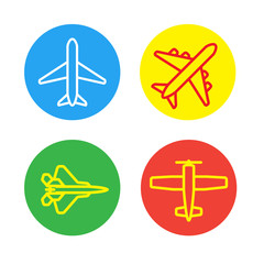 Aircraft or Airplane Icons Set Collection Vector Silhouette
