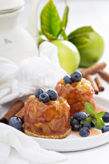 Apple cakes with blueberries