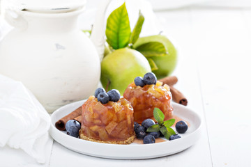 Apple cakes with blueberries
