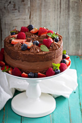 Chocolate cheesecake and devil food cake